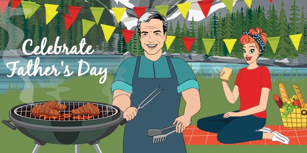 celebrate Father's Day at Slots Capital, Slots Lotty with her father enjoying a BBQ outside