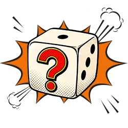 A dice with a question mark asking can you predict when a slot machine will hit