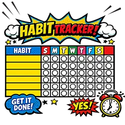 Comic-style habit tracker chart for logging daily slot machine play at Slots Capital