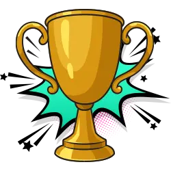 Golden trophy representing a first time casino win and beginner's luck