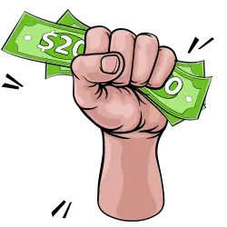 hand grabbing twenty dollar notes