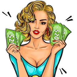 Lady with twenty dollar bils in her hand