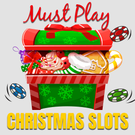 Christmas Slots treasure with casino chips and sweets inside.