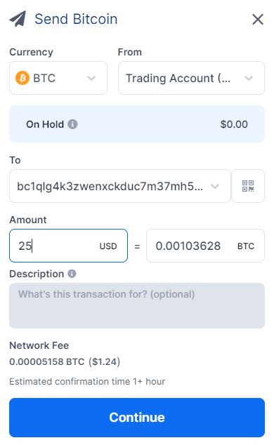 In Blockchain fill now the deposit form with the copied crypto address from the slots capital cashier