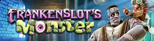 Frankenslot's Monster, Casino game logo with the scientist and frankenslot's monster in the background