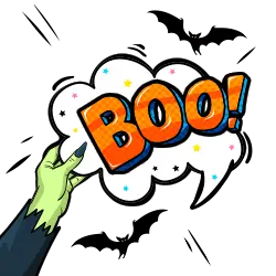 Halloween hand with boo sign 