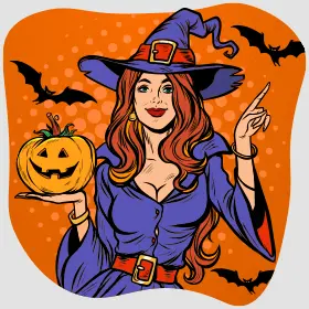 happy halloween with Lotty dressed as witch