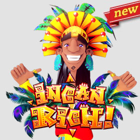 Incan Rich Slot game, Incan Rich King behind the game golden game logo