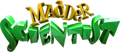 madder scientist game logo with yellow and green letters in 3D