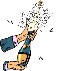 new year champagne bottle being popped