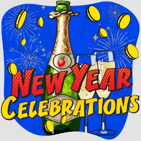 new year celebrations bottle with glass