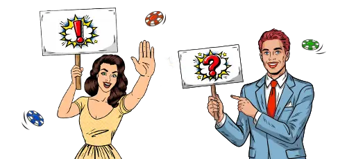 Two people holding warning signs