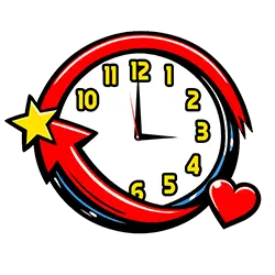 Clock with star and a heart on the sides
