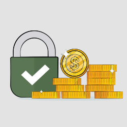 green lock and coins close to it symbolizing safe internet banking methods