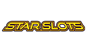 Star Slots Casino game logo, yellow letters and black background