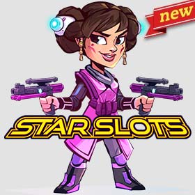 New Game star slots, princess behind the slot logo