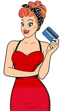 Slots Capital mascot holding a credit card representing easy and secure deposits