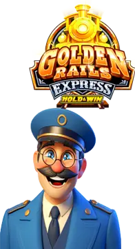 Conductor from the slot game Golden Rails Express at Slots Capital featuring the game title