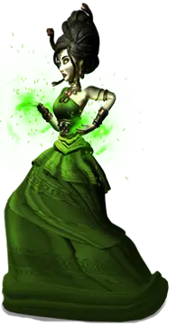 Wrath of Medusa game character wearing a green dress